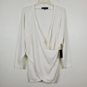 Eloquii White Drape Front Top
